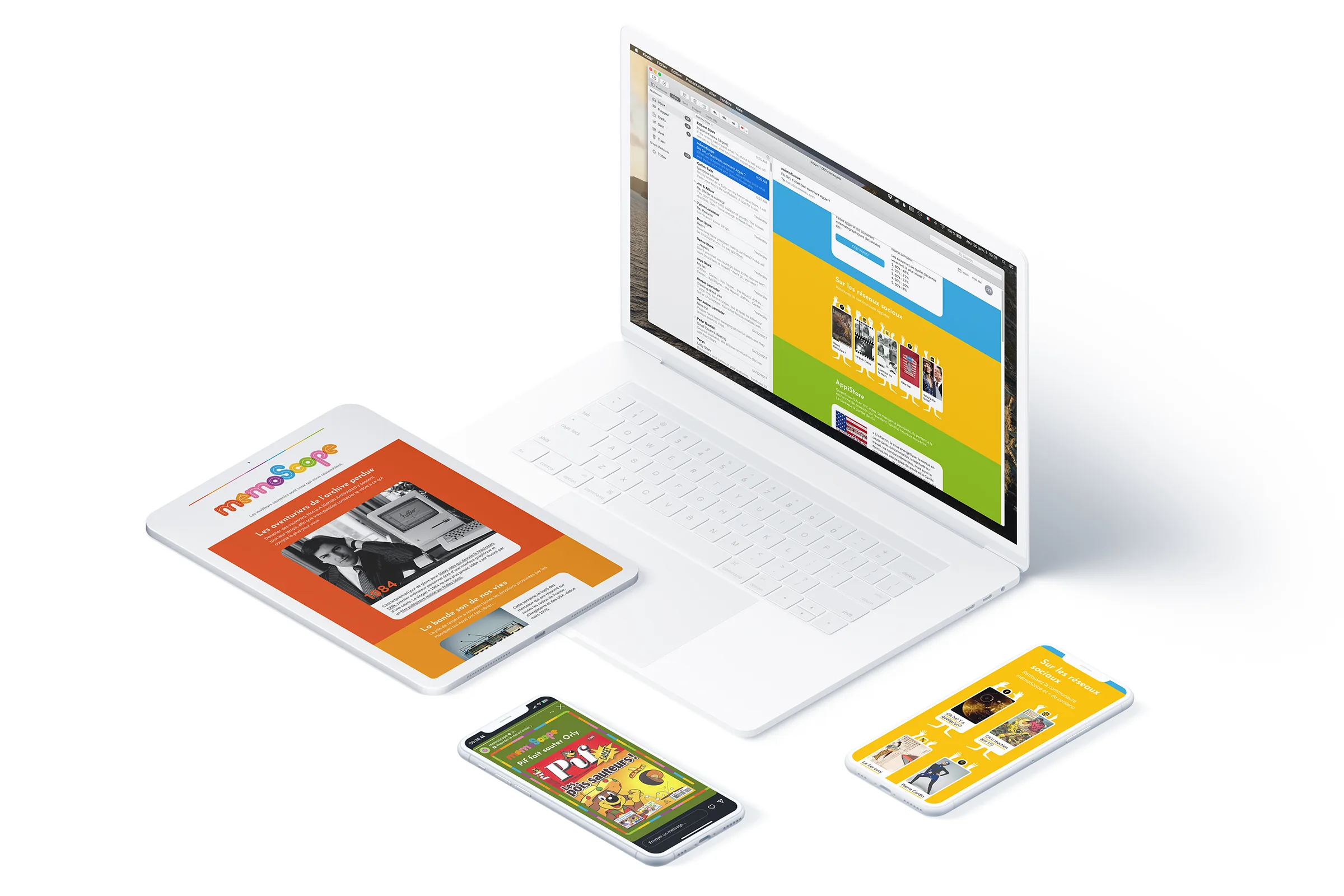 mémoScope - DA print & digitale, identité visuelle, réseaux sociaux, newsletter